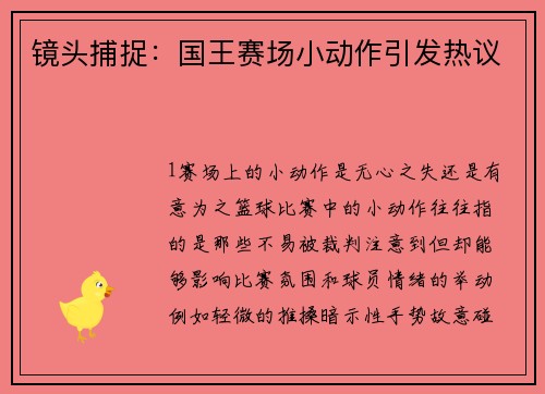 镜头捕捉：国王赛场小动作引发热议